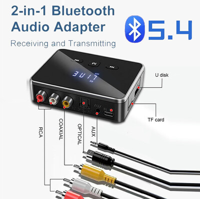 Bluetooth 5.4 auto vastuvõtja saatja aptX HD 3,5 mm Jack Aux juhtmevaba adapter Muusika teleri jaoks Auto 2 RCA helivastuvõtja adapter