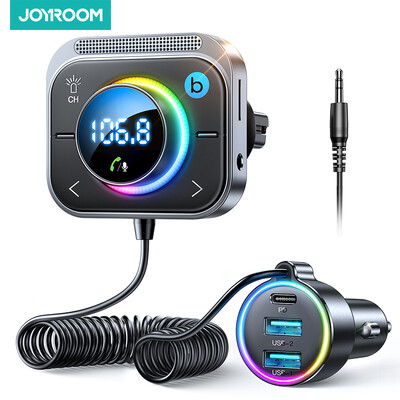 Joyroom Bluetooth 5.3 FM saatja AUX autoadapter Audio FM saatja bassivõimendus 3 porti PD&QC 3.0 FM Bluetooth kiirlaadija