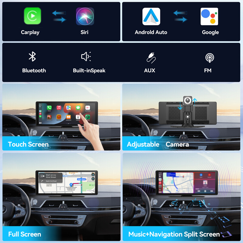 Univerzalni prijenosni Carplay za zaslon automobila, bežični Carplay zaslon Bežični auto stereo s Carplay Android Auto, automobil Touchscree