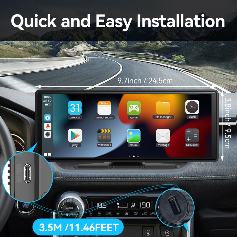Univerzalni prijenosni Carplay za zaslon automobila, bežični Carplay zaslon Bežični auto stereo s Carplay Android Auto, automobil Touchscree