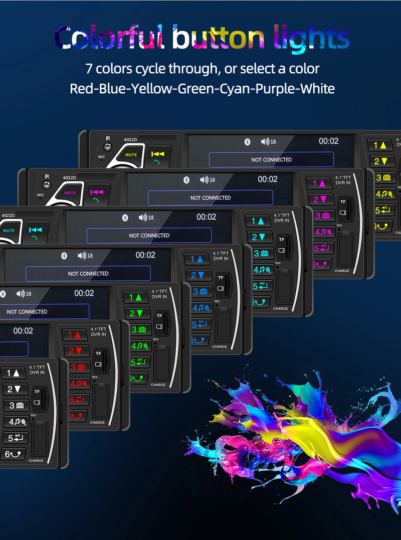 BQCC1 Din 4 collu automašīnas radio HD ekrāns Bluetooth mūzikas brīvroku MP5 atskaņotājs TF USB uzlādes tālvadības audio sistēma ISO galvas bloks 4022D