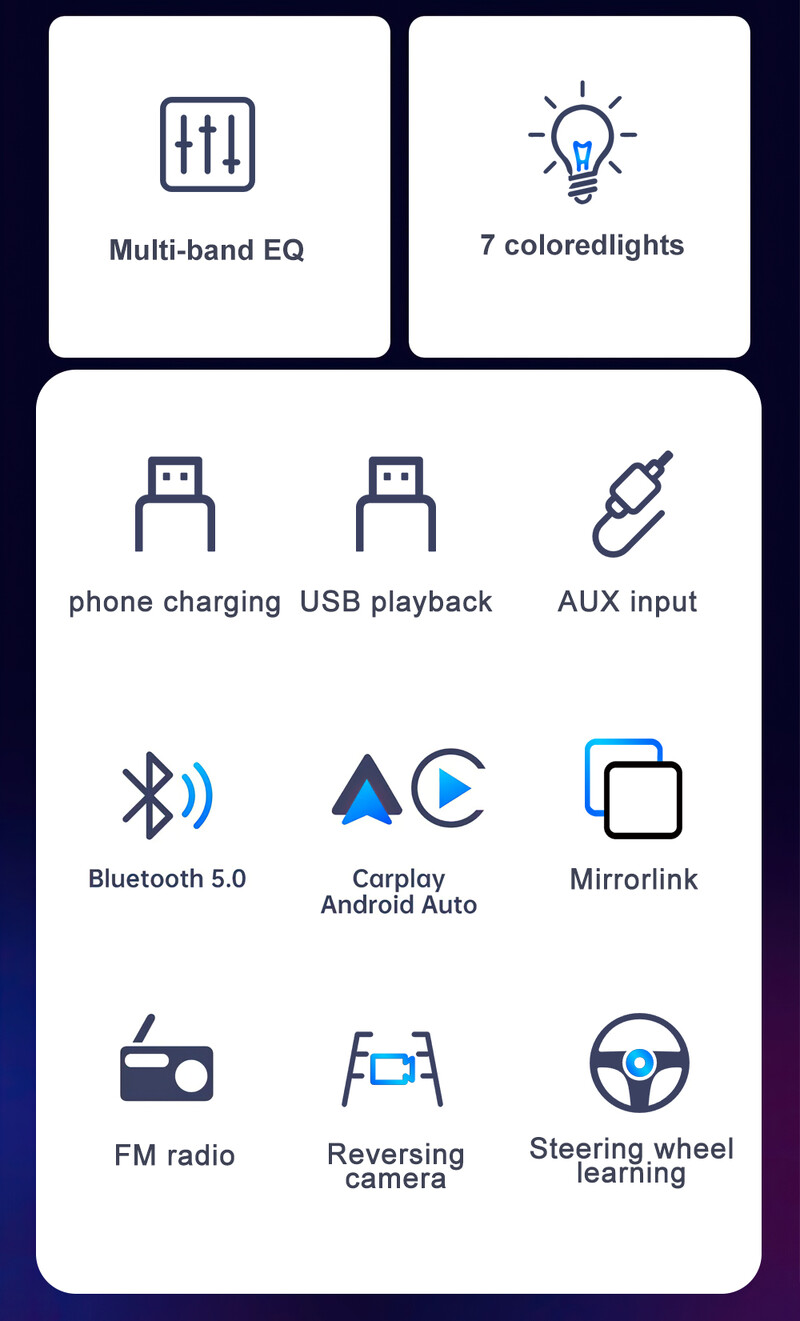 IPS 6,9 hüvelykes 1 din Carplay Android Auto autórádió Multimédiás Video MP5 lejátszó 1 Din DVD nélkül Bluetooth sztereó USB töltéssel