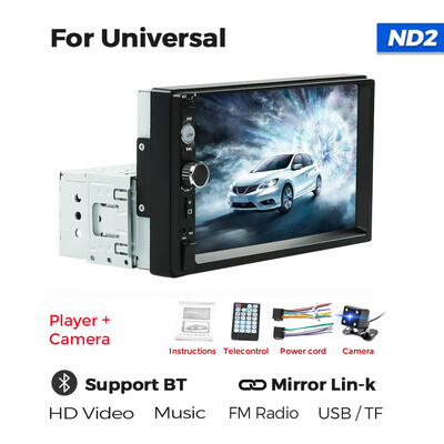 Navifly ND2 Universāls 1 Din Car Radio Stereo 7 collu HD skārienekrāna multivides atskaņotājs BT Autoaudio FM uztvērējs Mirror Link Monitor