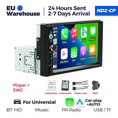 Navifly ND2 Universāls 1 Din Car Radio Stereo 7 collu HD skārienekrāna multivides atskaņotājs BT Autoaudio FM uztvērējs Mirror Link Monitor