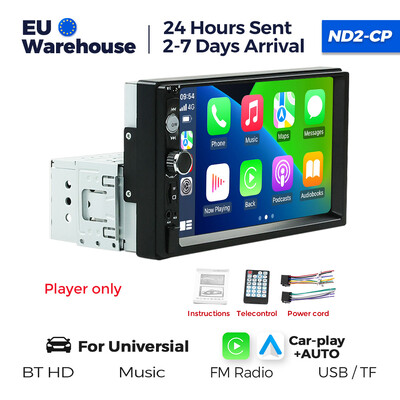 Navifly ND2 Universāls 1 Din Car Radio Stereo 7 collu HD skārienekrāna multivides atskaņotājs BT Autoaudio FM uztvērējs Mirror Link Monitor