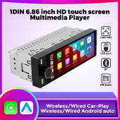 1DIN univerzalni MP5 6,86-inčni auto radio podrška bežični Carplay Android AUTO AUX USB SWC BT zaslon osjetljiv na dodir multimedijski video player