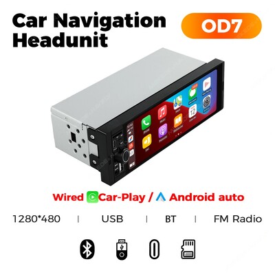 1DIN univerzalni MP5 6,86-inčni auto radio podrška bežični Carplay Android AUTO AUX USB SWC BT zaslon osjetljiv na dodir multimedijski video player