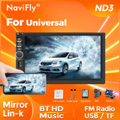 Navifly 1Din 2Din 7-tolline universaalne auto multimeedia kõik-ühes raadiomängija FM-raadio USB/TF/BT/SWC tugipeegli Lin-K HD ekraan