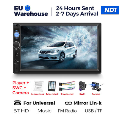 Navifly ND1 2 din autoraadio 7" HD puutetundlik ekraan Autoraadio multimeediumipleier Universaalne autostereo MP5 mängija BT SWC TF FM kaamera