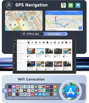 Android 13 Ραδιόφωνο αυτοκινήτου 2 Din Συσκευή αναπαραγωγής βίντεο πολυμέσων Carplay Android Auto Universal 7 ιντσών 2 din Android Πλοήγηση Auto Stereo