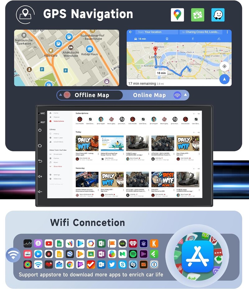 Android 13 autórádió 2 dinos multimédiás videolejátszó Carplay Android Auto univerzális 7 hüvelykes 2 din android navigáció automatikus sztereó