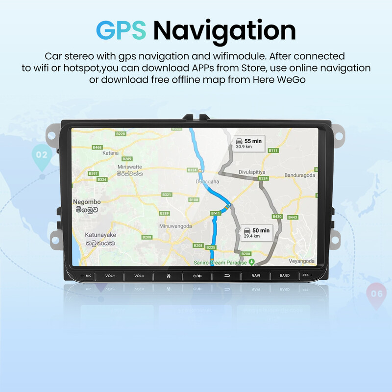 7/9 collu 2 dinu Android 13 automašīnas radio GPS priekš VW Volkswagen Skoda Octavia Golf 5 6 Touran Passat B6 Polo Jetta Sharan Caddy Seat