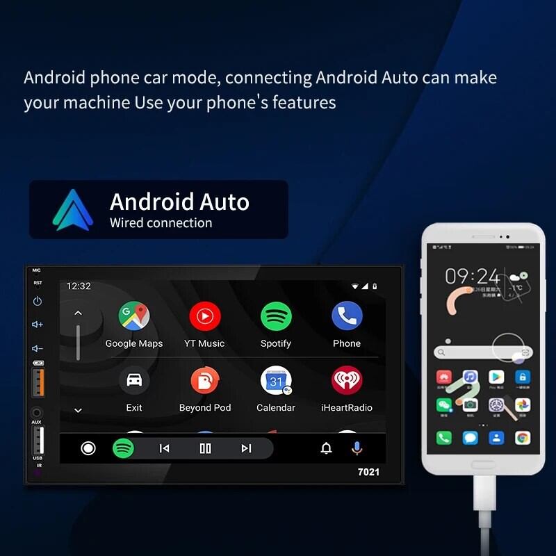Acodo Dual USB 7 colių Carplay Android Auto talpinis ekranas Full Touch HD automobilinis MP5 grotuvas USB Bluetooth TF kortelės jutiklinis ekranas