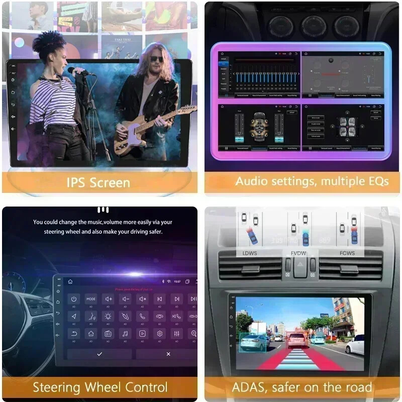 7 9 10 collu 1280*720 universālā automašīnas radio stereo Android Auto Carplay multivides atskaņotājs WIFI GPS DSP RDS priekš Kia Toyota Honda