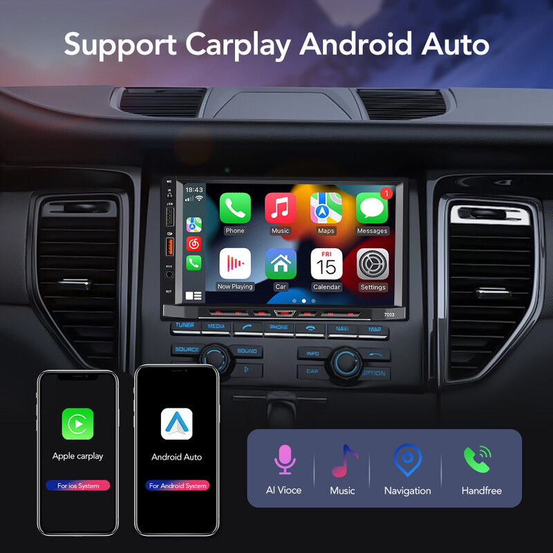 Android 11 Car Radio Autoradio 2 Din 7" Universal Carplay WIFI GPS Car Audio Multimedijos grotuvas, skirtas Hyundai Nissan Toyota Kia