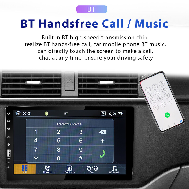 Leekooluu 1 Din Car Radio 9" Οθόνη αφής HD Autoradio Συσκευή αναπαραγωγής πολυμέσων Auto Stereo MP5 FM Bluetooth Carplay /Android Auto