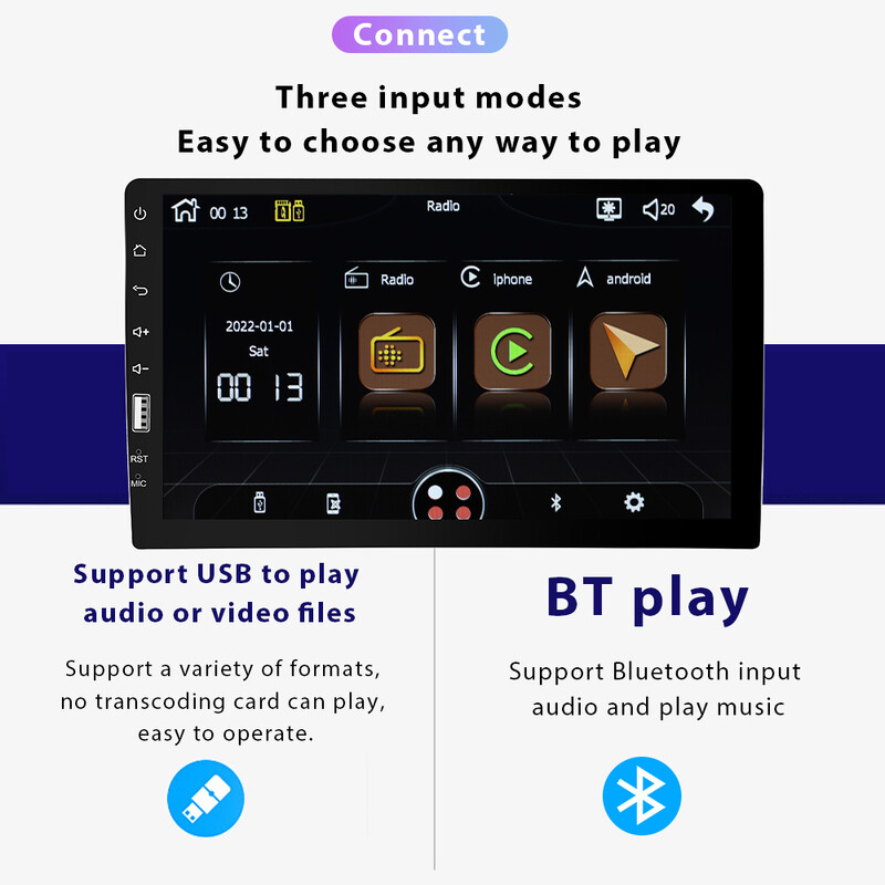 Leekooluu 1 Din Car Radio 9" Οθόνη αφής HD Autoradio Συσκευή αναπαραγωγής πολυμέσων Auto Stereo MP5 FM Bluetooth Carplay /Android Auto