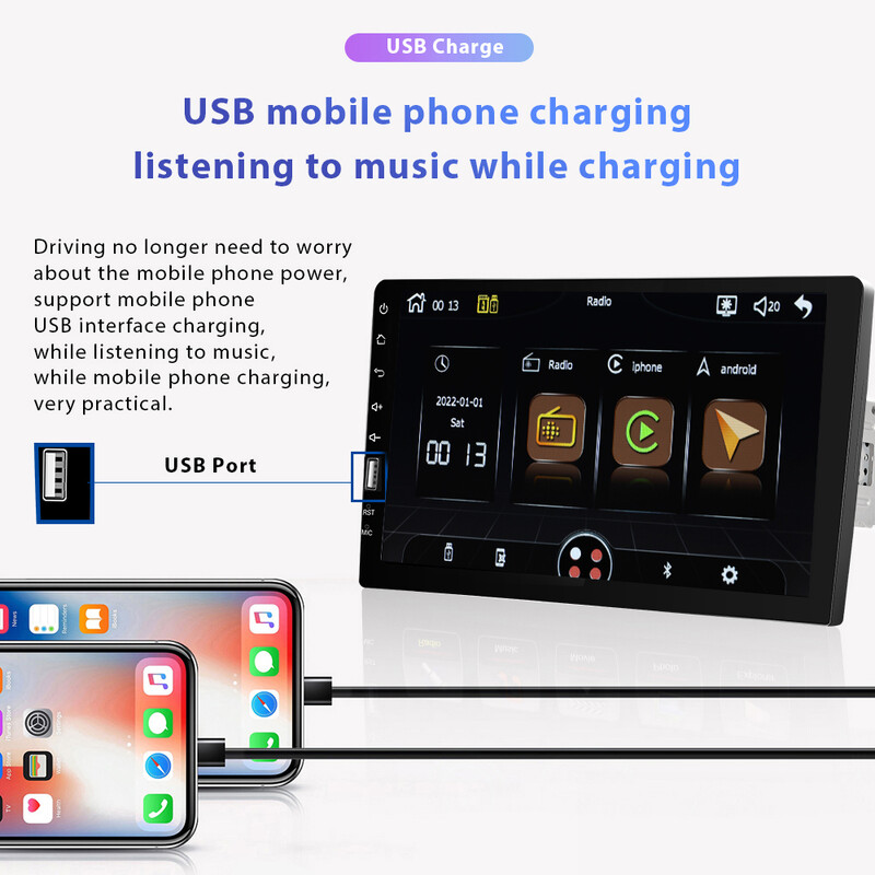 Leekooluu 1 Din Car Radio 9" Οθόνη αφής HD Autoradio Συσκευή αναπαραγωγής πολυμέσων Auto Stereo MP5 FM Bluetooth Carplay /Android Auto