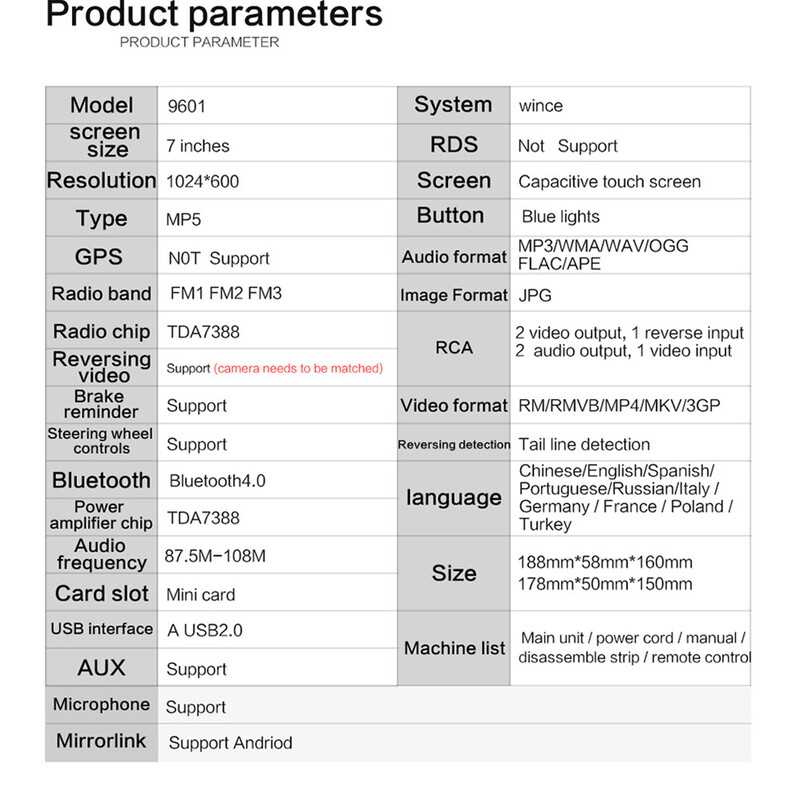 „Podofo 1Din“ MP5 grotuvas „Mirrorlink“ daugialypės terpės grotuvas „Bluetooth FM USB EQ 4Core 7“ ištraukiamas ekranas, jutiklinis ekranas, automobilio radijas