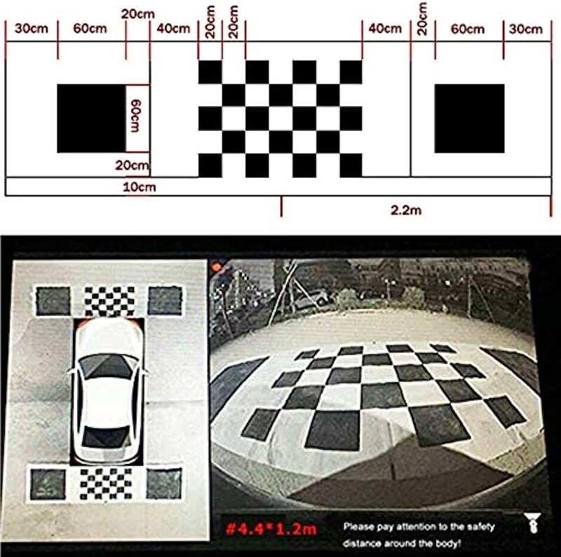 Automašīnas 360 Panorāmas sistēmas kameras kalibrēšanas drēbes 2/4 gab. Standarta atkļūdošana 440*120CM 3D Bird View Surround Check Safe Drive