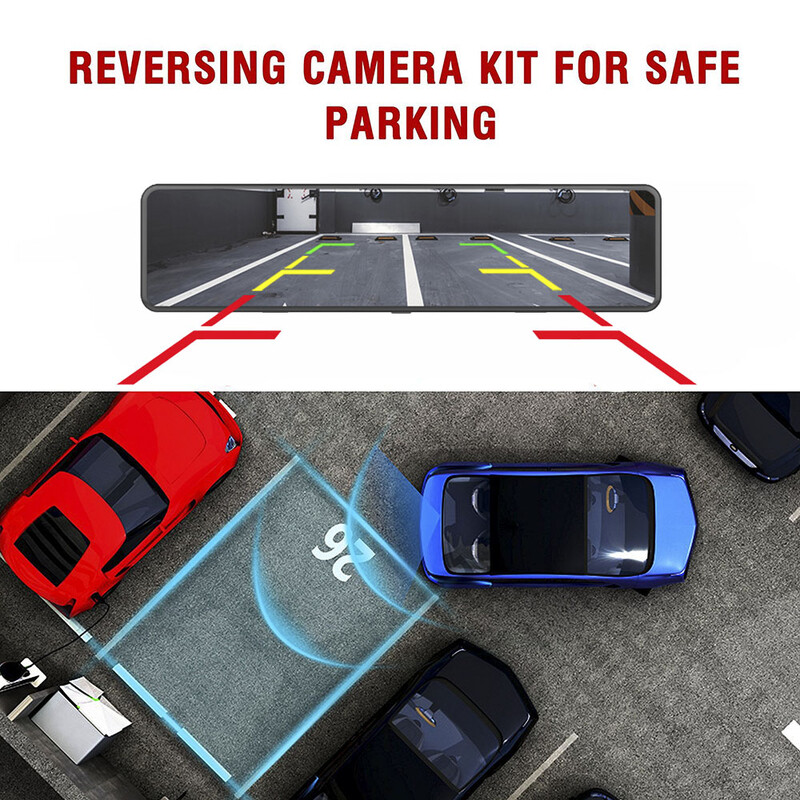 HGDO 10" Συσκευή εγγραφής βίντεο ταμπλό Αυτόματος καθρέφτης οπισθοπορείας Dash κάμερα Οθόνη αφής FHD 1080P DVR 24ωρη οθόνη στάθμευσης νυχτερινή όραση