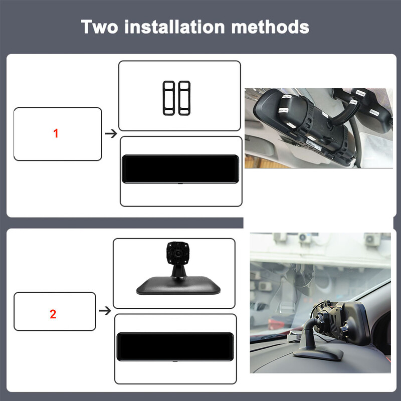 HGDO 10" Συσκευή εγγραφής βίντεο ταμπλό Αυτόματος καθρέφτης οπισθοπορείας Dash κάμερα Οθόνη αφής FHD 1080P DVR 24ωρη οθόνη στάθμευσης νυχτερινή όραση