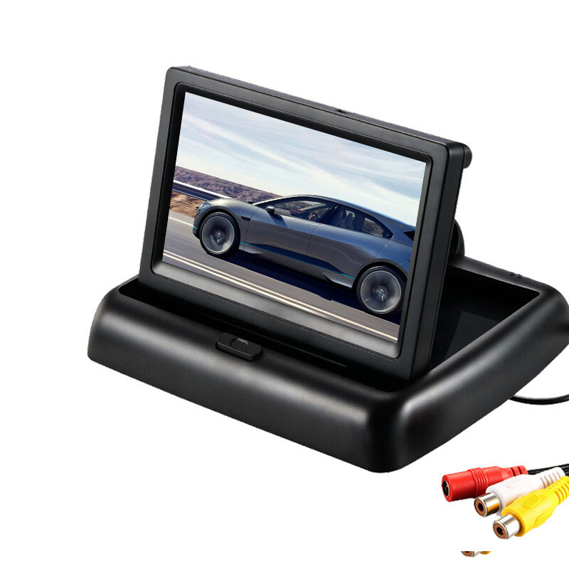 Sulankstomas 4,3 colių TFT LCD HD800*480 ekrano automobilio monitorius atbulinės eigos statymo monitorius su 2 vaizdo įėjimais, 8 LED automobilio galinio vaizdo kamera dovana