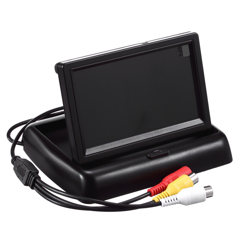 Sulankstomas 4,3 colių TFT LCD HD800*480 ekrano automobilio monitorius atbulinės eigos statymo monitorius su 2 vaizdo įėjimais, 8 LED automobilio galinio vaizdo kamera dovana