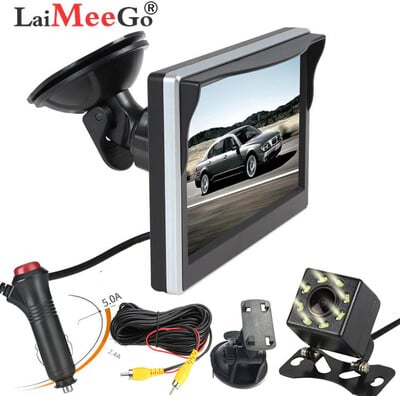 5 inčni HD rezervni monitor kamere, stražnji zaslon, zaslon za stražnji prikaz, 12V/24V zaslon za pričuvnu kameru za vozilo za automobil SUV, kombi, kamion