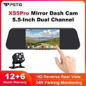 PSTIG XS5Pro Auto Kamera Snimač Retrovizor Novi 5.5 Inčni Full HD 1080P 64G Dash Cam Auto DVR Video Dual Lens Touch Screen