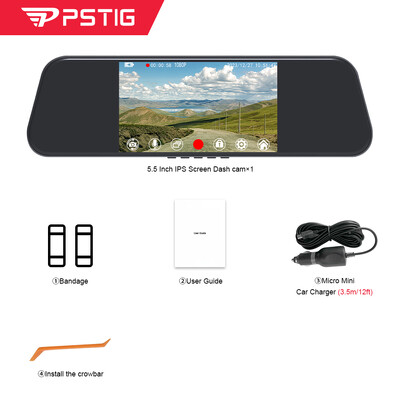 PSTIG XS5Pro Auto Kamera Snimač Retrovizor Novi 5.5 Inčni Full HD 1080P 64G Dash Cam Auto DVR Video Dual Lens Touch Screen