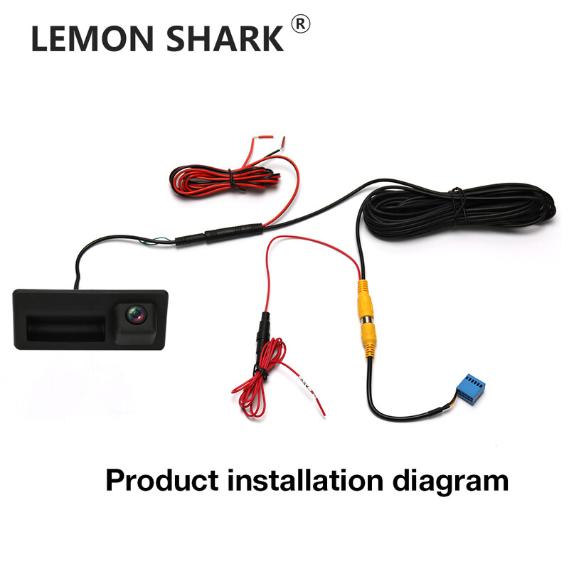 Automašīnas HD CVBS atpakaļskata kamera zaļā statiskā trase ar bagāžnieka slēdzi priekš VW Passat Golf Polo Jetta Tiguan MIB RCD360 RCD330 radio