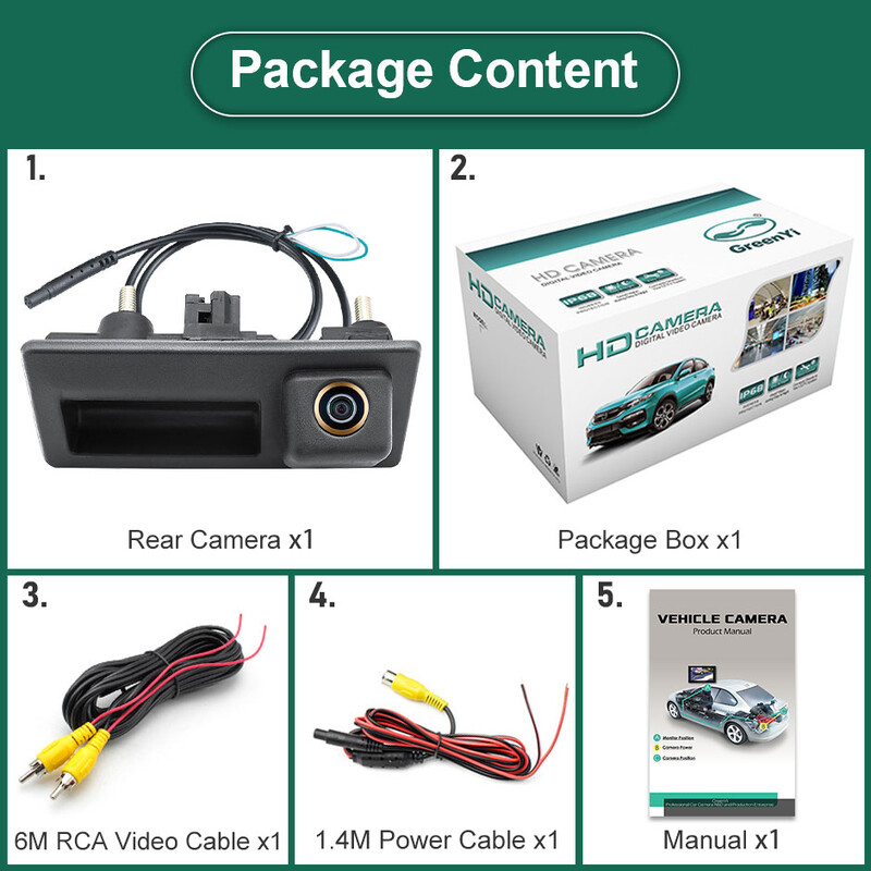 AHD 1080P 170° automašīnas aizmugurējā skata bagāžnieka roktura kamera Volkswagen VW Passat Golf Polo B6 B7 Jetta Tiguan Touareg Audi A3 A4 A5 A6