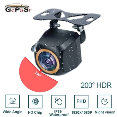 1080P auto jaoks AHD tagurduskaamera 200-kraadine kalasilm kuldne objektiiv Full HD Visione Night Vision HD universaalne sõiduki tahavaade