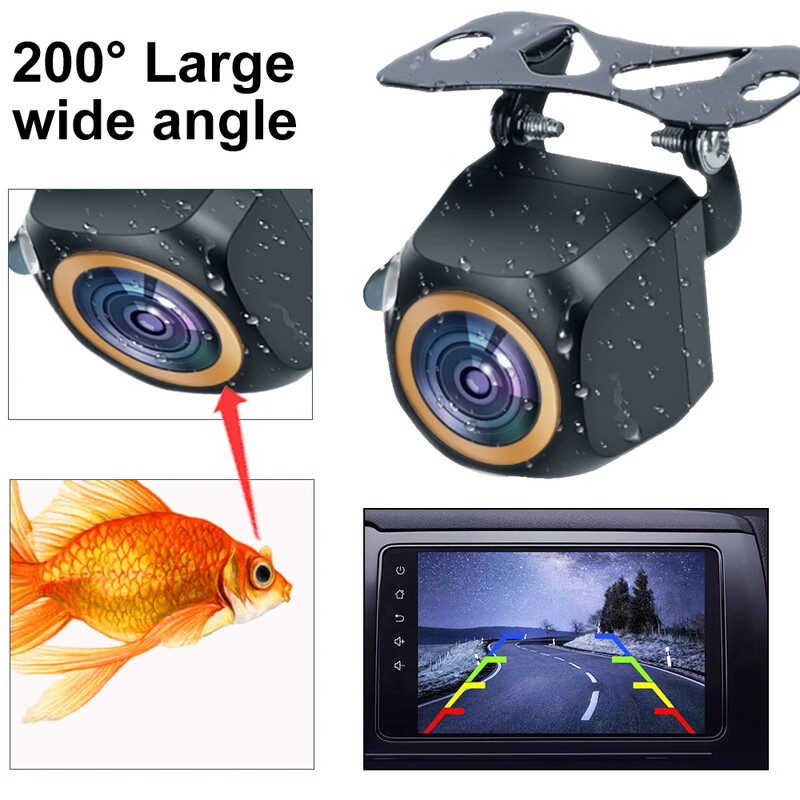 1080P automašīnai AHD atpakaļgaitas kamera 200 grādu zivs acs zelta objektīvs Full HD Visione Night Vision HD universāls transportlīdzekļa aizmugures skats