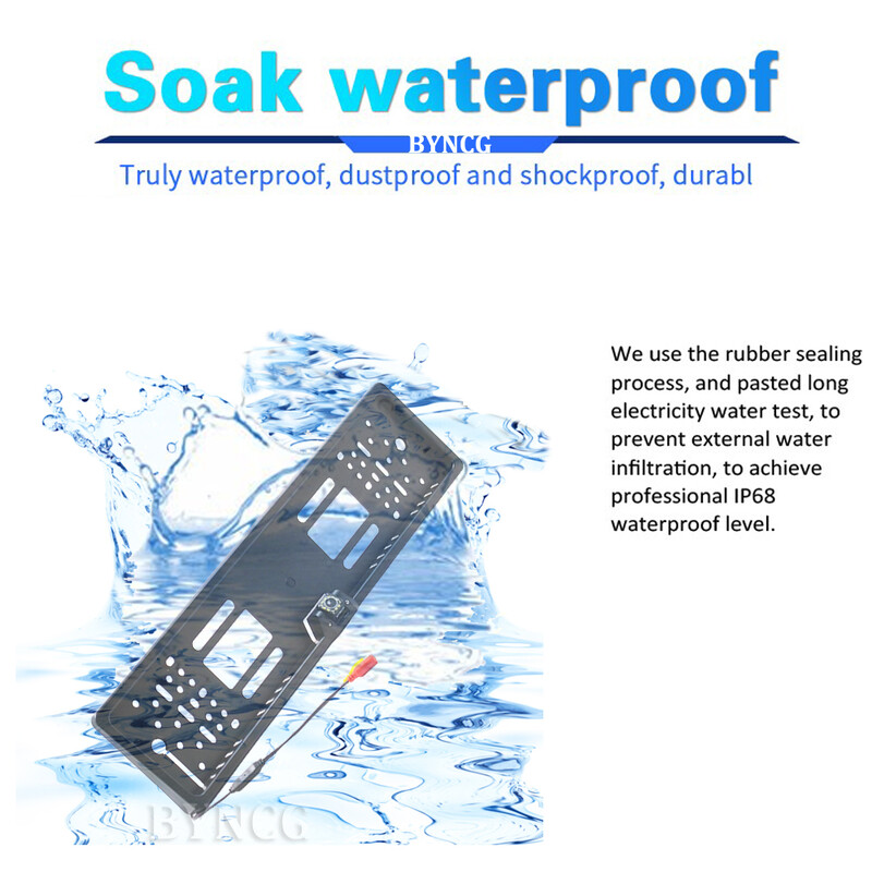 Parkošanās sensori automašīnām Bezvadu atpakaļskata kamera ar ES numura zīmes rāmi Atpakaļskata rezerves preces 1080P atpakaļgaitā