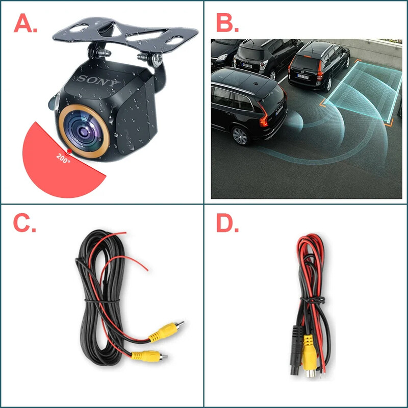 GcPaSr AHD 1920x1080P automašīnas aizmugures skata kamera 200° Fisheye Golden Lens Full HD nakts redzamības transportlīdzekļa aizmugure Automašīnas atpakaļgaitas priekšējā kamera