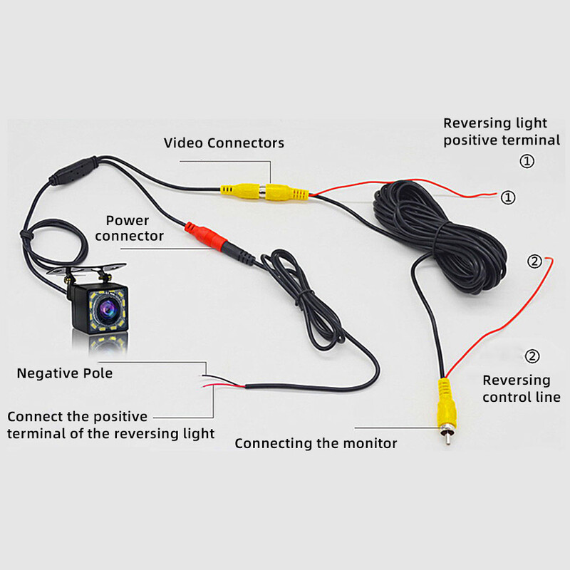 JUNDOF autós tolatókamera univerzális 12 LED-es éjszakai tolatós tolatókamera vízálló 170 széles látószögű HD színes kép