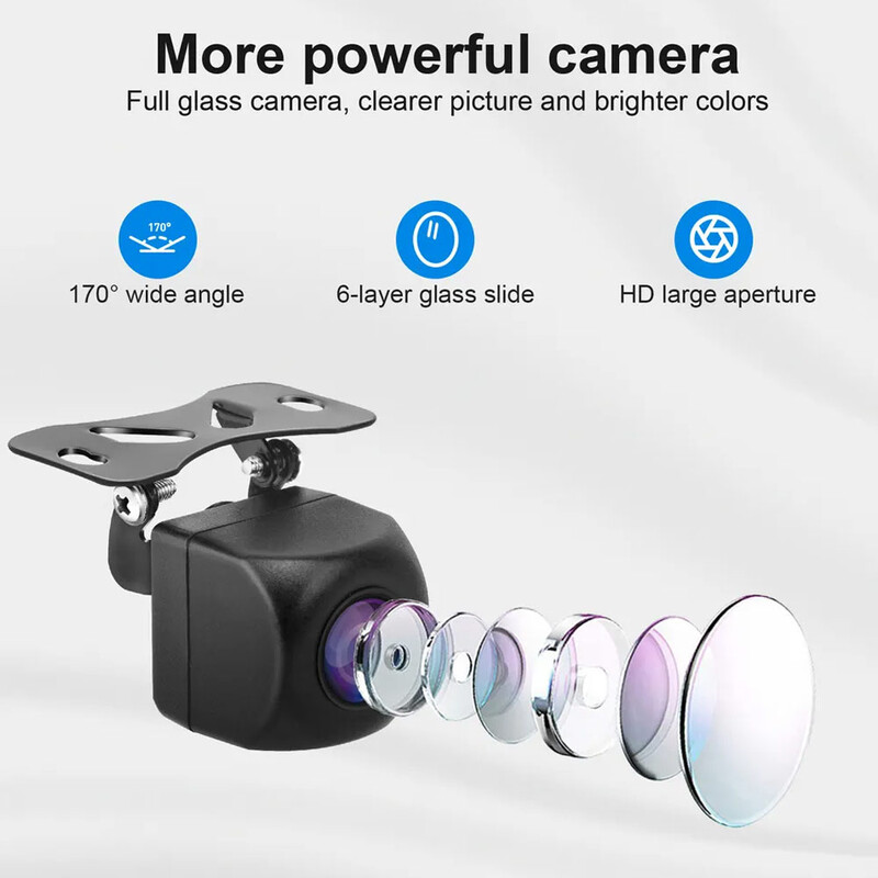 JUNDOF autós tolatókamera univerzális 12 LED-es éjszakai tolatós tolatókamera vízálló 170 széles látószögű HD színes kép