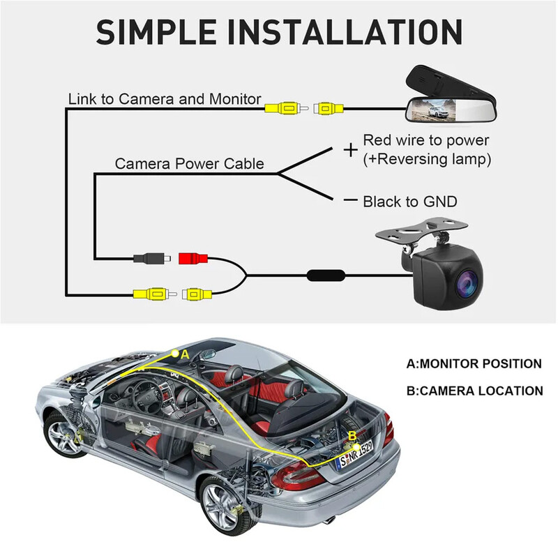 JUNDOF autós tolatókamera univerzális 12 LED-es éjszakai tolatós tolatókamera vízálló 170 széles látószögű HD színes kép