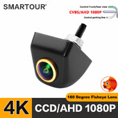 SMARTOUR AHD 1296*1080P 180-kraadine CCD kalasilm-objektiiv Starlight Night Vision sõiduki esi-/tagavaatekaamera Auto tagurduskaamera