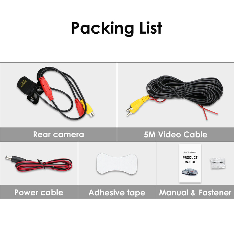 720P atpakaļskata kamera transportlīdzekļa HD nakts redzamībai 170 ° stāvvietas līnija BMW VW Passat Golf Toyota Ford