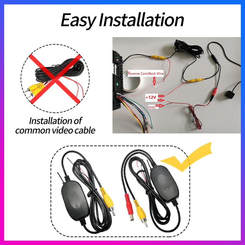 12 V 24 V hátrameneti parkolási tartalék CAM autós tolatókamera vezeték nélküli kábelkészlet 2,4 GHz járműkamerák vezeték nélküli adó/vevő