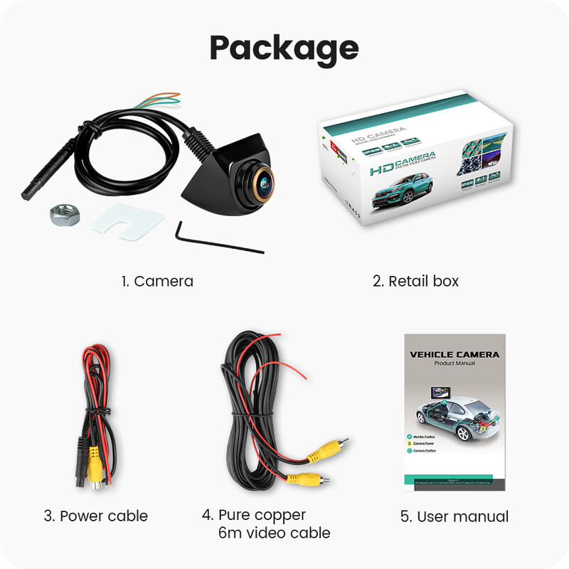 GreenYi AHD 1920x1080P automašīnas atpakaļskata kamera 170° Fisheye Golden Lens Full HD nakts redzamības transportlīdzekļa atpakaļgaitas priekšējās kameras G899