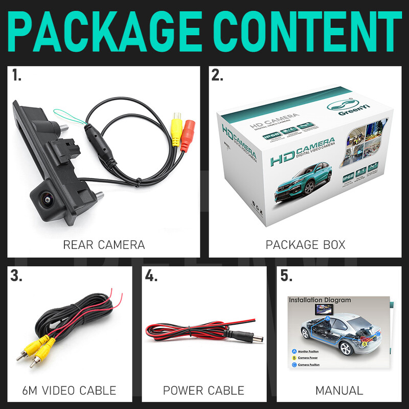 GreenYi 170° 1080P AHD transportlīdzekļa atpakaļskata kamera automašīnai VW Volkswagen Golf Passat B7 B6 Tiguan Jetta MK6 Audi A3 A4 A5 Q5 A6 B6