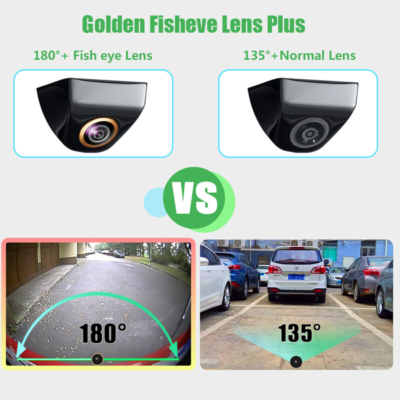 Wondefoo AHD 1920*1080P automašīnas atpakaļskata kamera universāla zelta lēca 180 grādu Fisheye HD rezerves kamera nakts redzamības ūdensizturīga