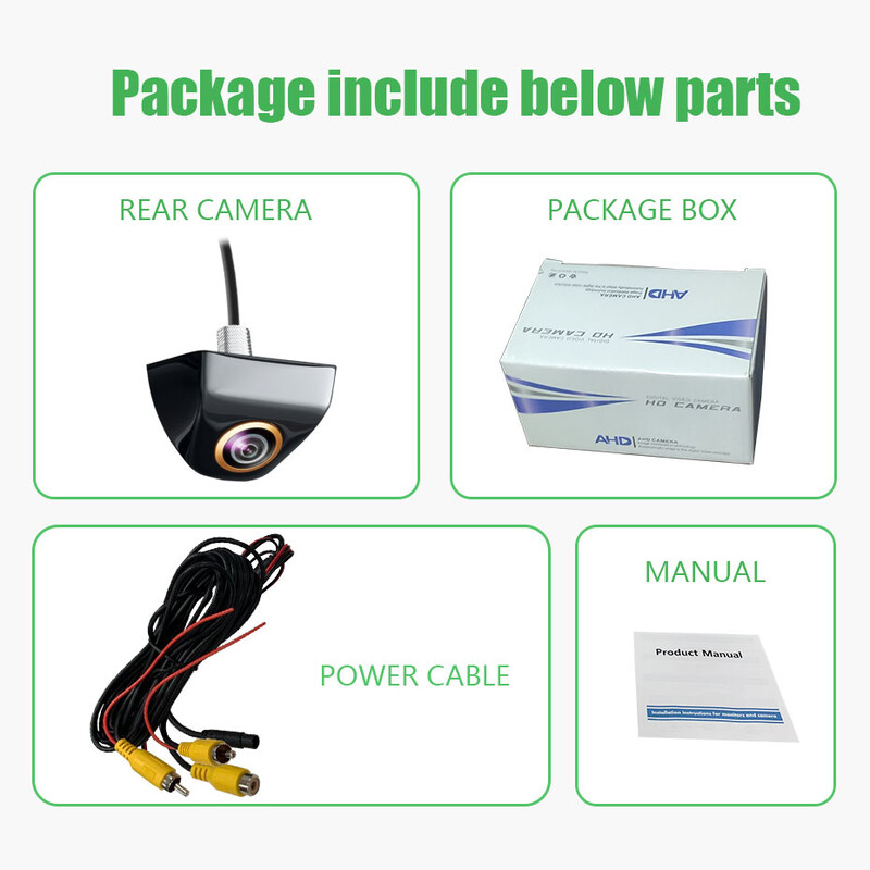 Wondefoo AHD 1920*1080P automašīnas atpakaļskata kamera universāla zelta lēca 180 grādu Fisheye HD rezerves kamera nakts redzamības ūdensizturīga