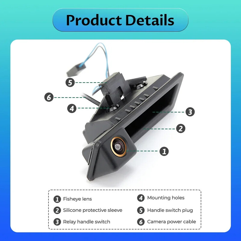 BMW E84 X5 E70 E92 E60 E39 E90 E82 E61 E91 3/5 sorozatú E88 E93 járműhöz AHD 1080P autós hátrameneti hátsó csomagtérfogantyú kamerához