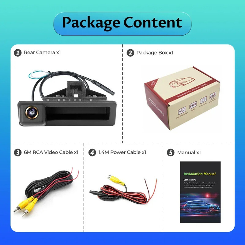 BMW E84 X5 E70 E92 E60 E39 E90 E82 E61 E91 3/5 sorozatú E88 E93 járműhöz AHD 1080P autós hátrameneti hátsó csomagtérfogantyú kamerához