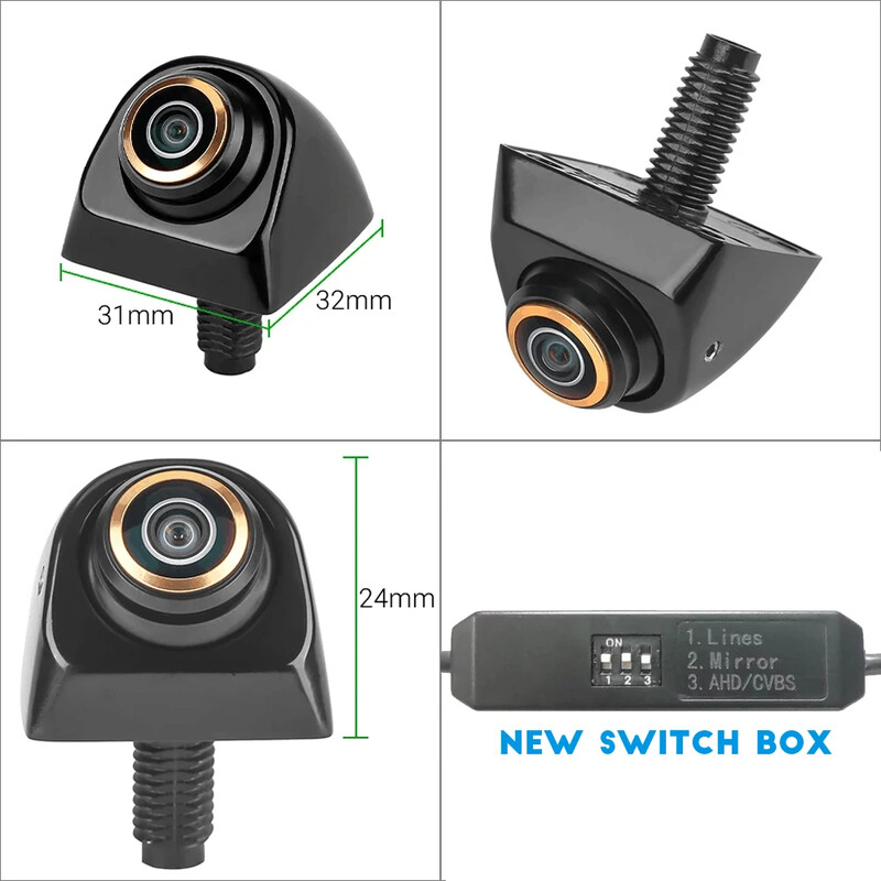 iPoster AHD/CVBS automašīnas atpakaļskata kameras atpakaļgaitas attēls HD 360° platleņķa nakts redzamības zivs acs objektīva priekšējā/sānu/aizmugurējā skata kamera